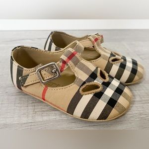 EUC! Burberry Children Baby Kids Check Mary Jane Shoes 9-12 Months Sz 19